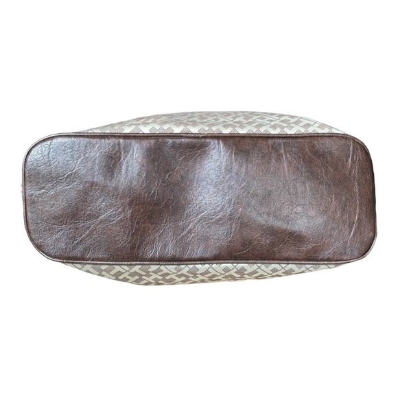 NEW Tommy Hilfiger Large Beige Tote Bag Brown Leather Trim - Picture 6 of 13